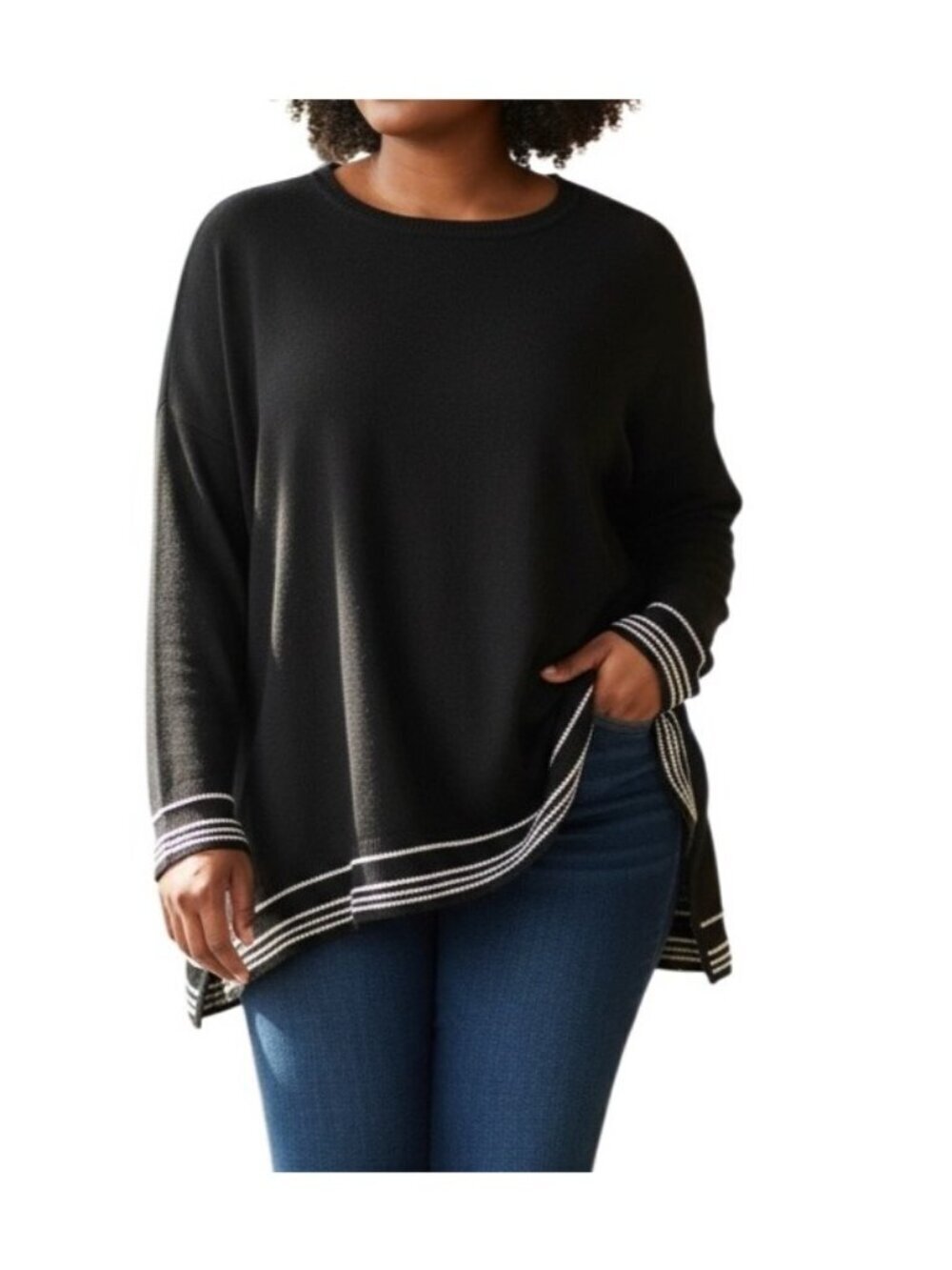 Tommy Hilfiger Dolman Sleeve Sweater~Size M/L~Black Oversized Modern Top L13 07
